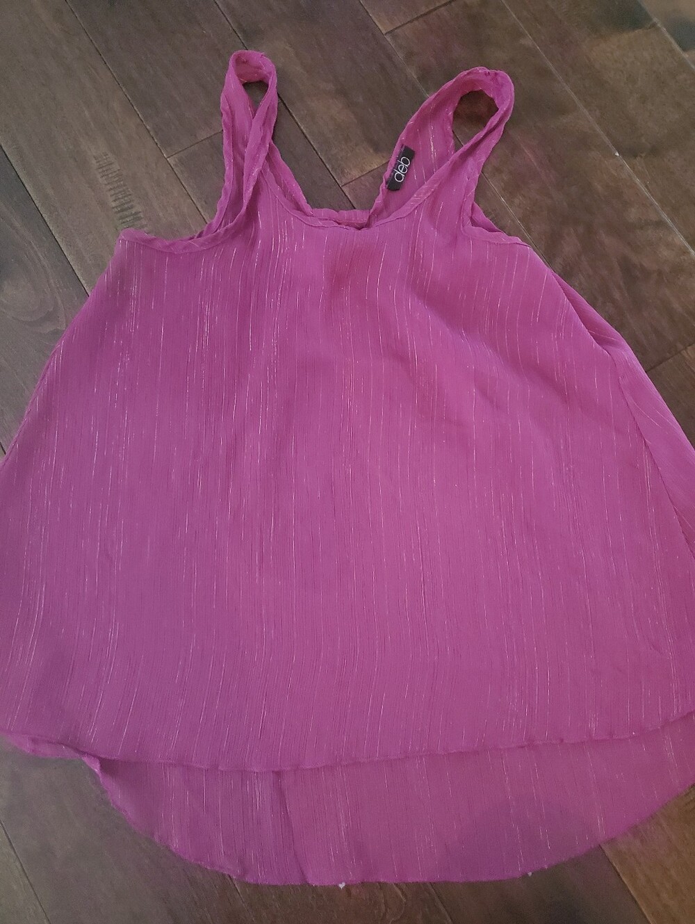 Sheer Tank  Fuchsia Layered Metallic-Thread Camisole Size Medium
